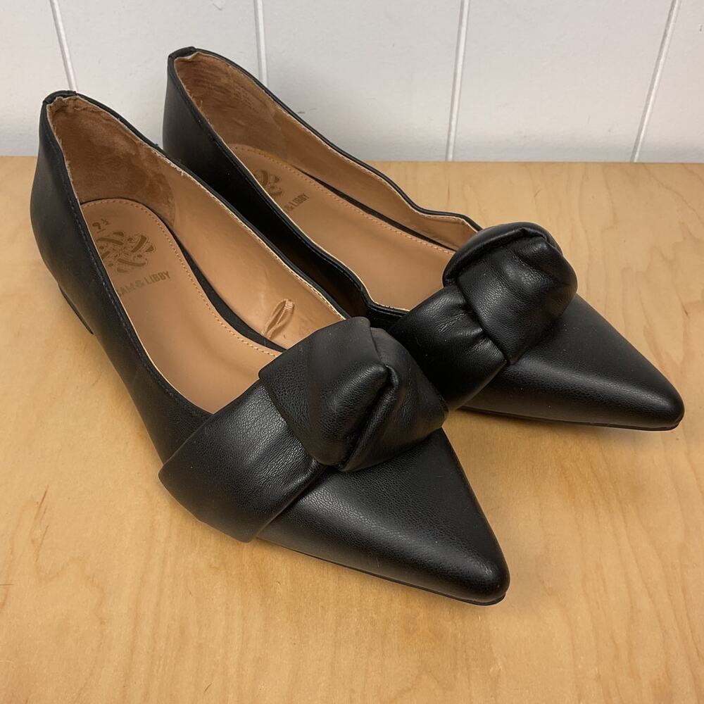 Sam & Libby Black Flats with Bow Detail